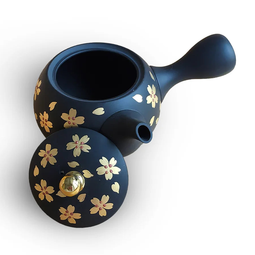 Ceramesh Kyusu Shomei Black Gold Cherry Blossom