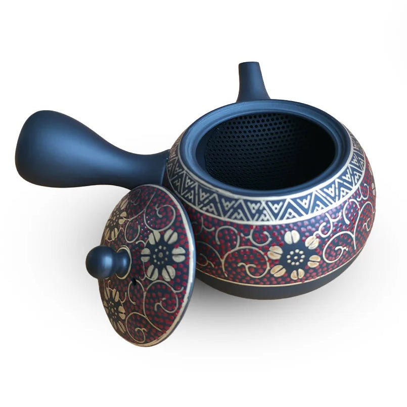 Ceramesh Kyusu Shomei Black Red Arabesque