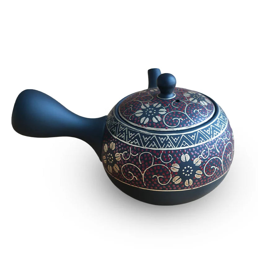 Ceramesh Kyusu Shomei Black Red Arabesque