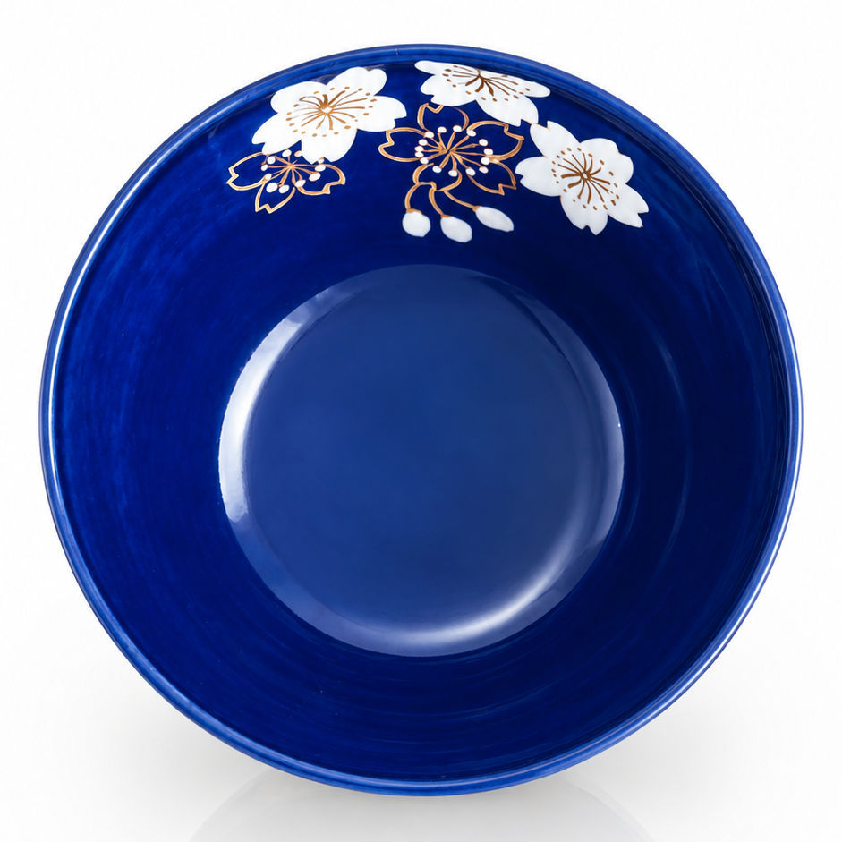 Hand-painted sakura matcha bowl made in Japan