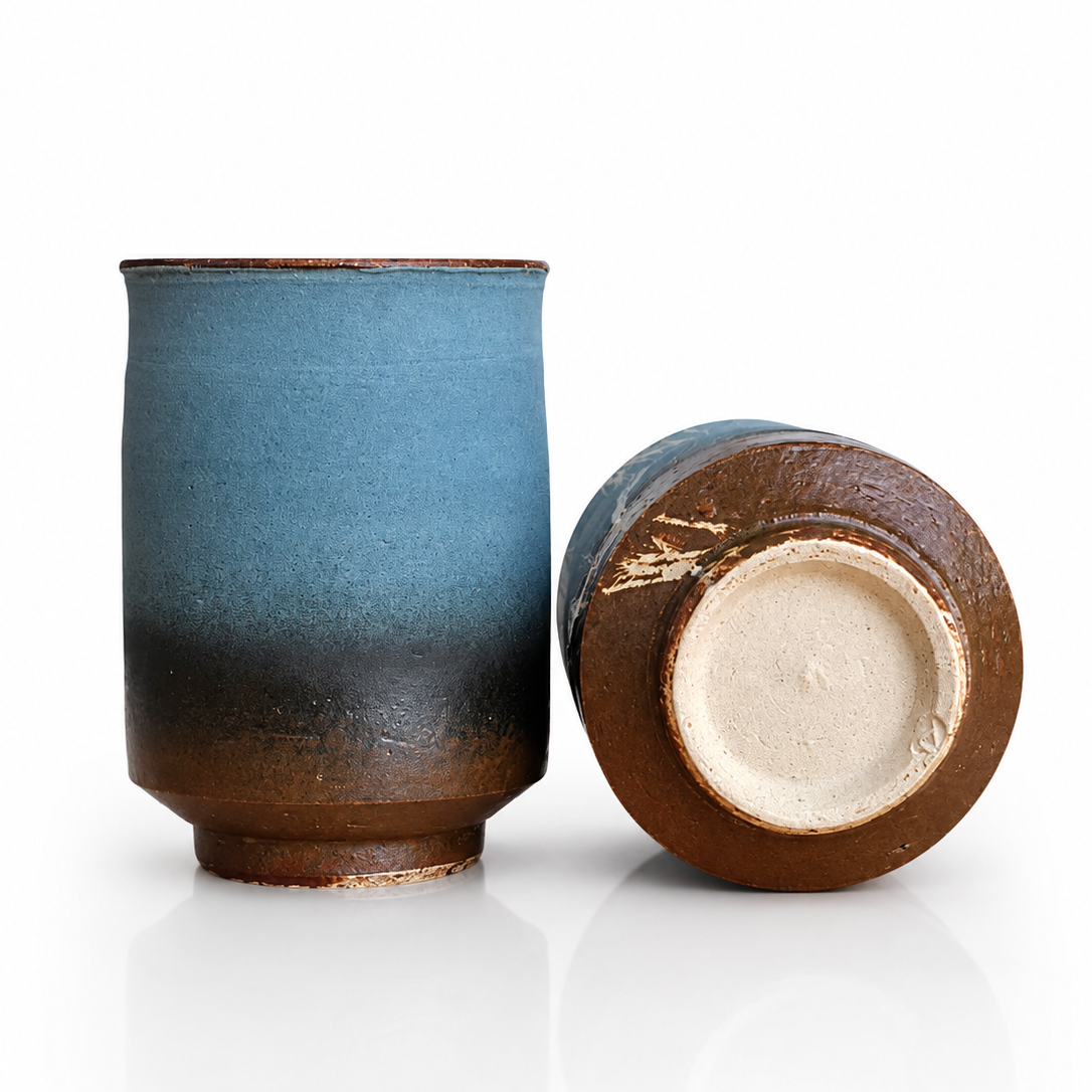 Kobayashi Atsumi Winter Branch Yunomi Pair – Signed Wooden Box