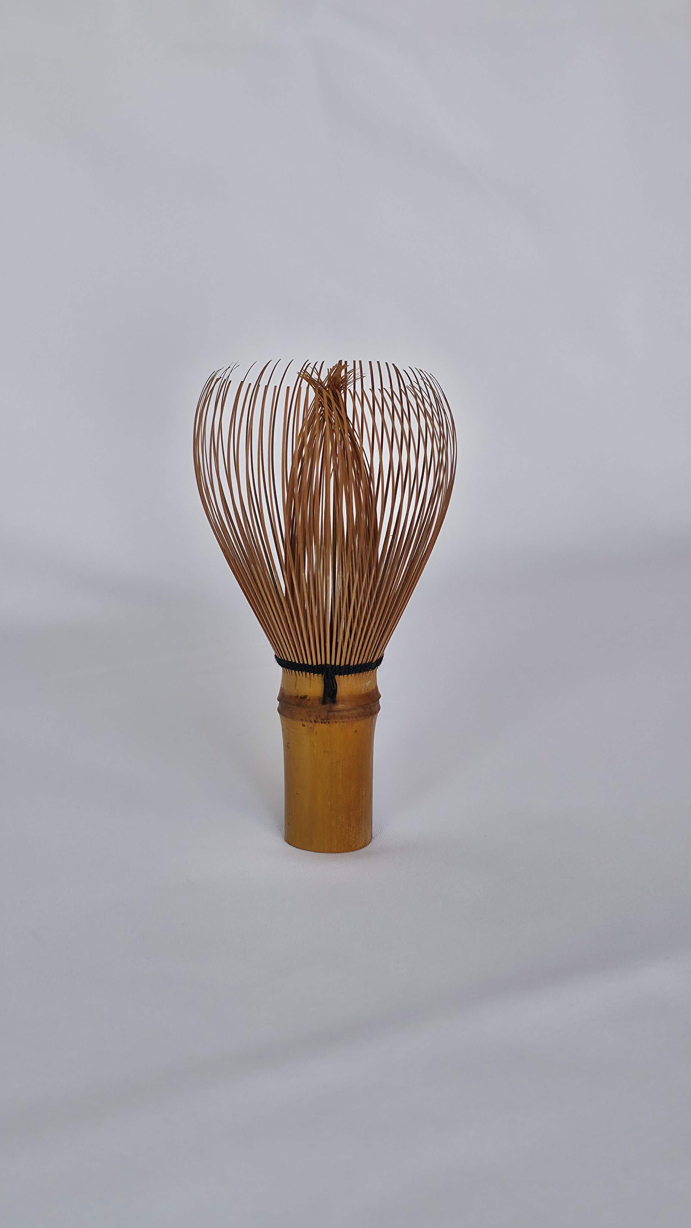 Chasen No. 119 golden bamboo matcha whisk standing upright