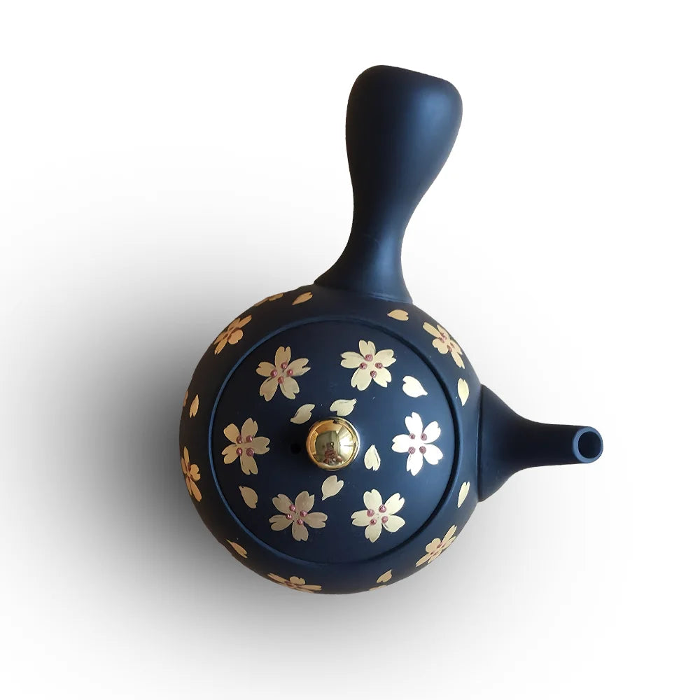 Ceramesh Kyusu Shomei Black Gold Cherry Blossom