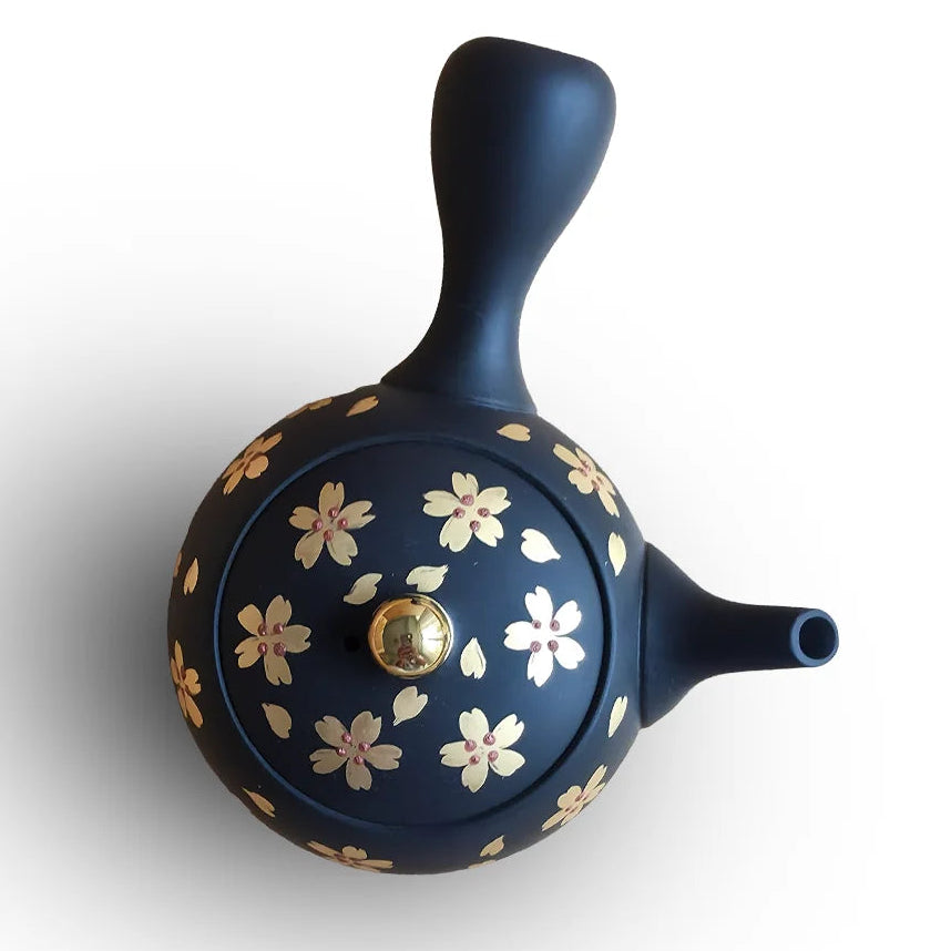 Ceramesh Kyusu Shomei Black Gold Cherry Blossom