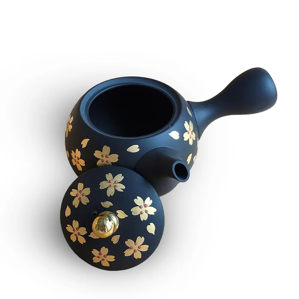 Ceramesh Kyusu Shomei Black Gold Cherry Blossom