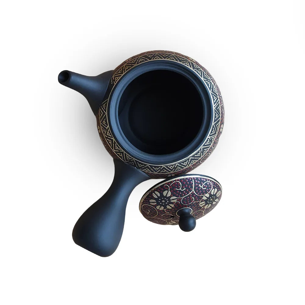 Ceramesh Kyusu Shomei Black Red Arabesque