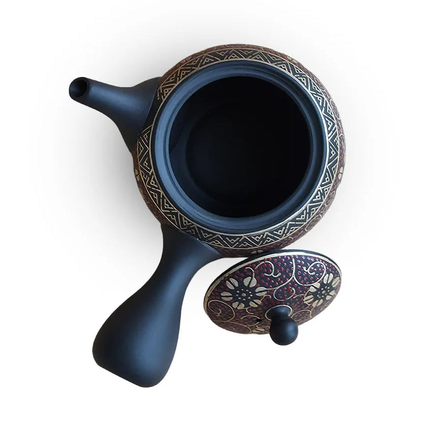 Ceramesh Kyusu Shomei Black Red Arabesque