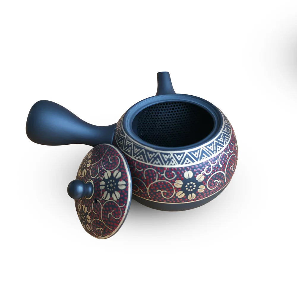 Ceramesh Kyusu Shomei Black Red Arabesque