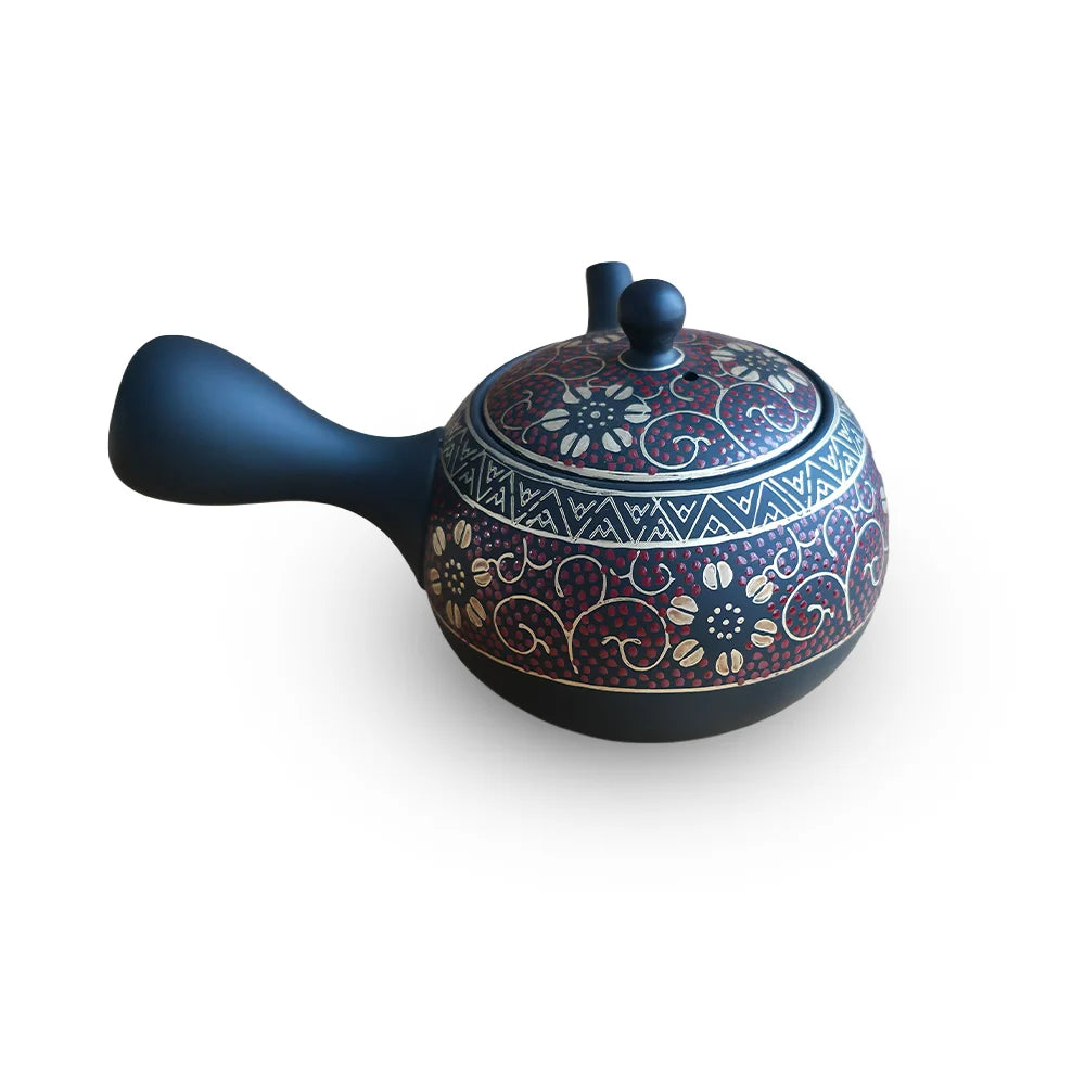 Ceramesh Kyusu Shomei Black Red Arabesque
