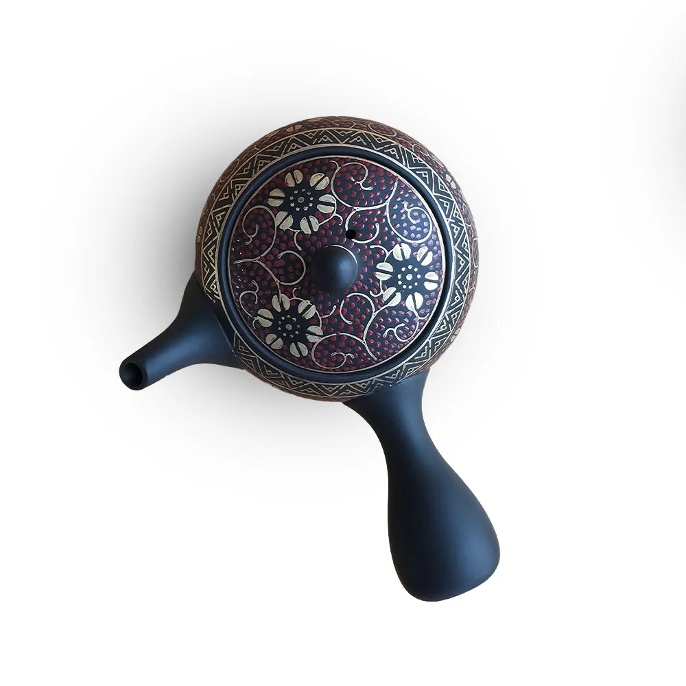 Ceramesh Kyusu Shomei Black Red Arabesque