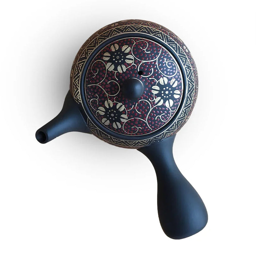 Ceramesh Kyusu Shomei Black Red Arabesque