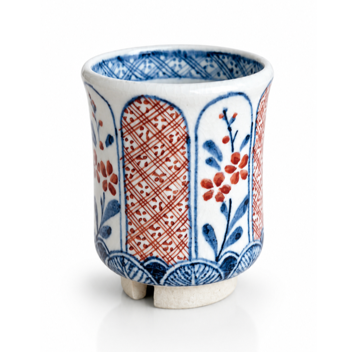 Ibaraki Akae Floral Yunomi Tea Cup