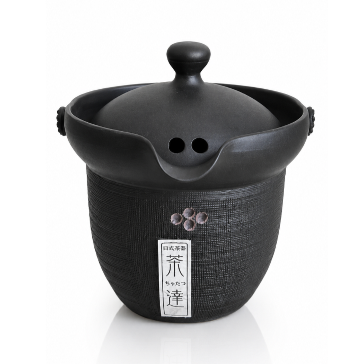 Tenro Black Teapot with Built-in Mesh Filter Lid — Tokoname Kyusu