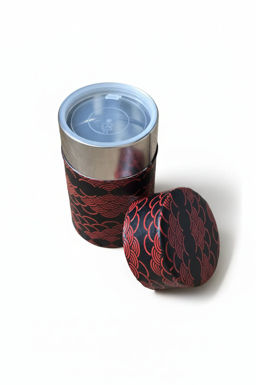 Japanese Tea Caddy – Seigaiha Red Edition