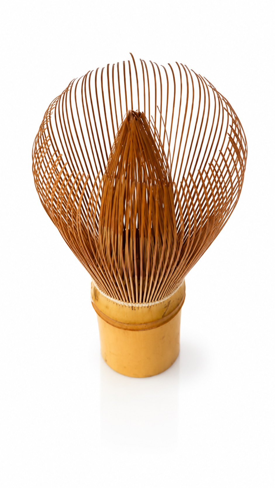 Chasen No. 112 — White Bamboo Matcha Whisk, White Thread · Handmade in Nara