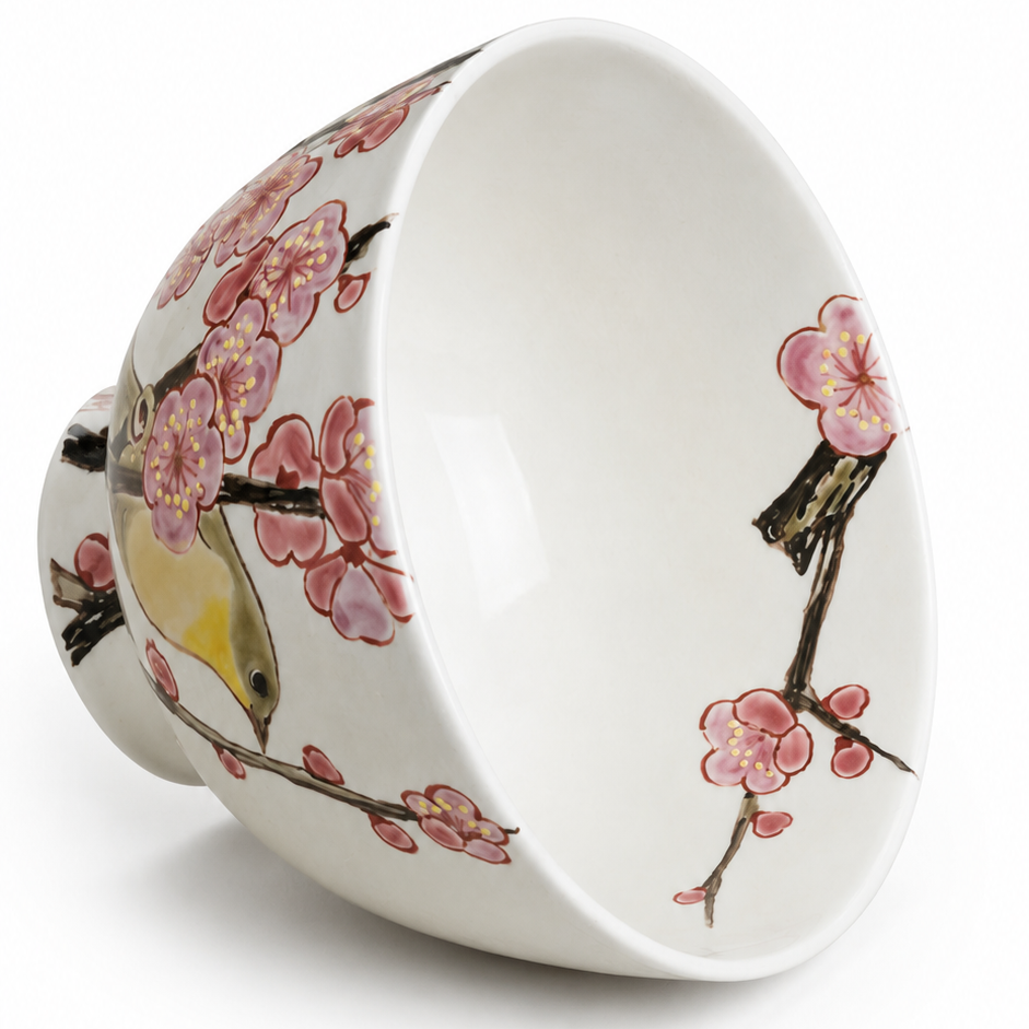Kyoto Ume Tori (Plum Blossom Songbird) Matcha Bowl