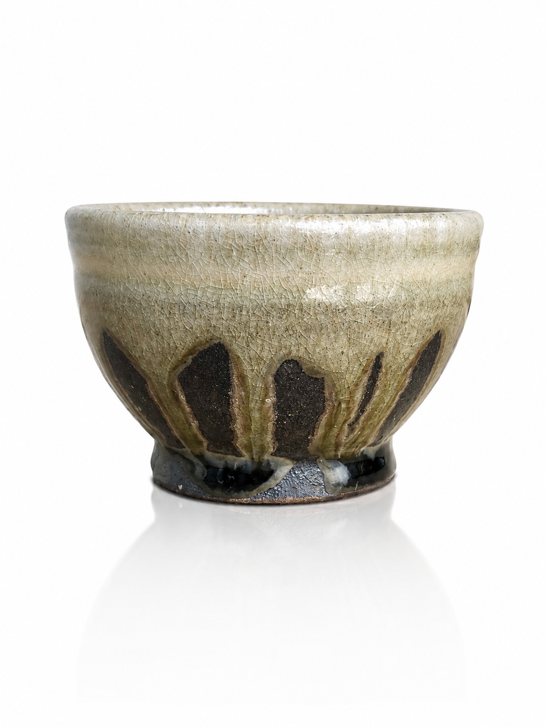 Japanese ceramic yunomi with emerald crystalline glaze
