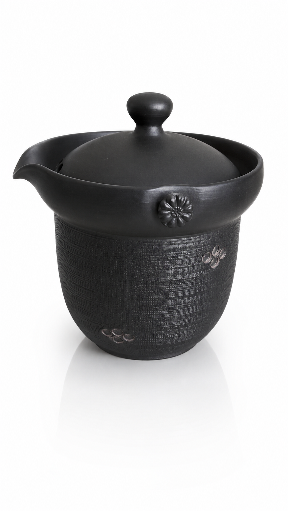 Tenro Black Teapot with Built-in Mesh Filter Lid — Tokoname Kyusu