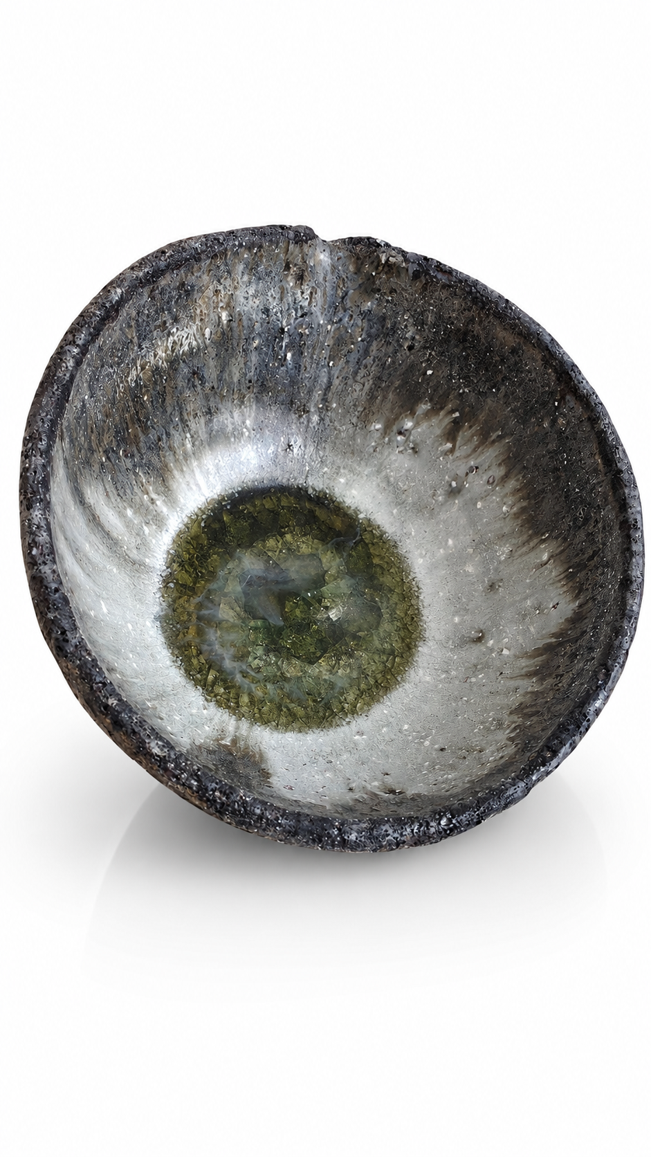 Traditional Japanese serving vessel with crystal glaze bowl 