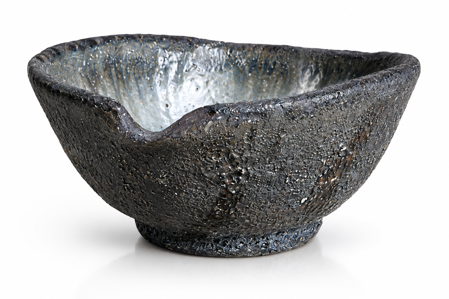 Artisan katakuchi featuring natural ash crystal formation bowl 