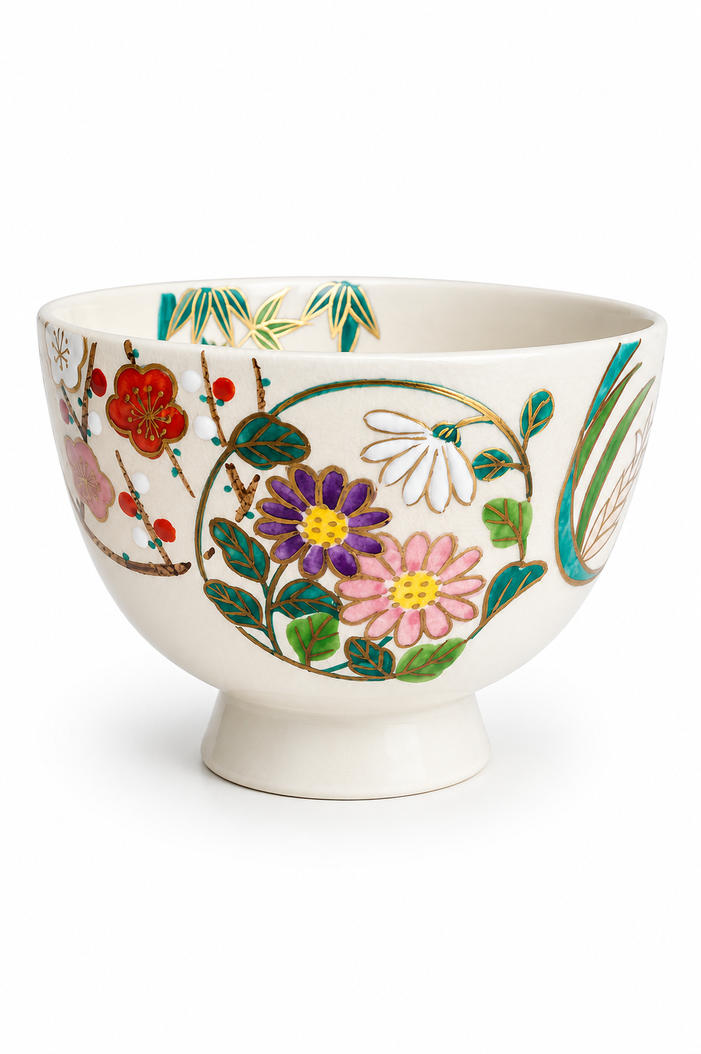 Kyoto Hanazume (Floral Treasure) Matcha Bowl